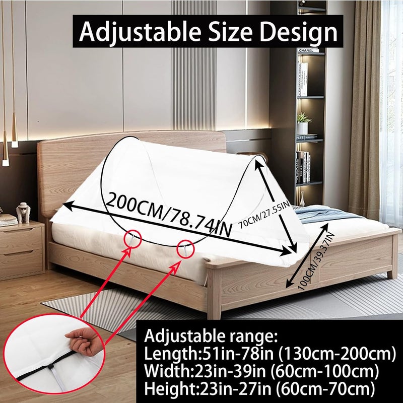 CMINGJ Large Pop Up Mosquito Tent, Portable Foldable Mosquito Net for Bed Camping Travel Patio，Mosquito Net for Adults Baby (78 * 39 * 27inch) (Black Adjustable Size) - Image 2